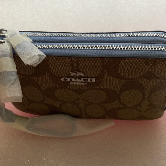 NWT 🔥 Coach Double Corner Zip Wristlet In Signature Canvas - Picture 6 of 16